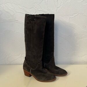 DOLCE VITA Women’s Brown Suede Tall Western Stacked Heel Pull On Boots Size 6.5
